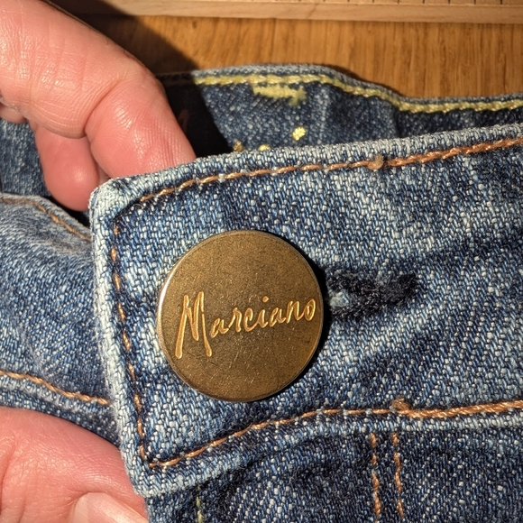 Y2K Dark Wash Low Rise Bootcut Jeans With Gold Rhinestone - Picture 5 of 9